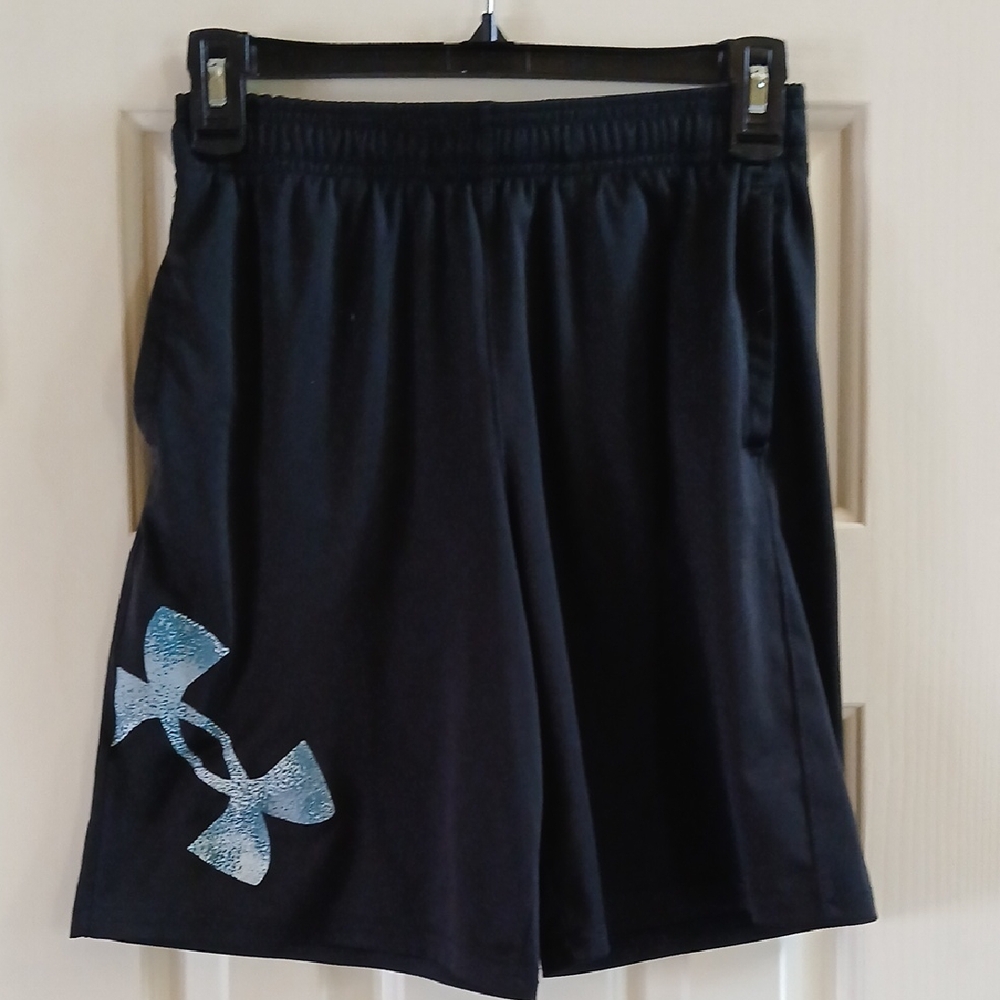 Under Armour Black Shorts with Light Blue Logo